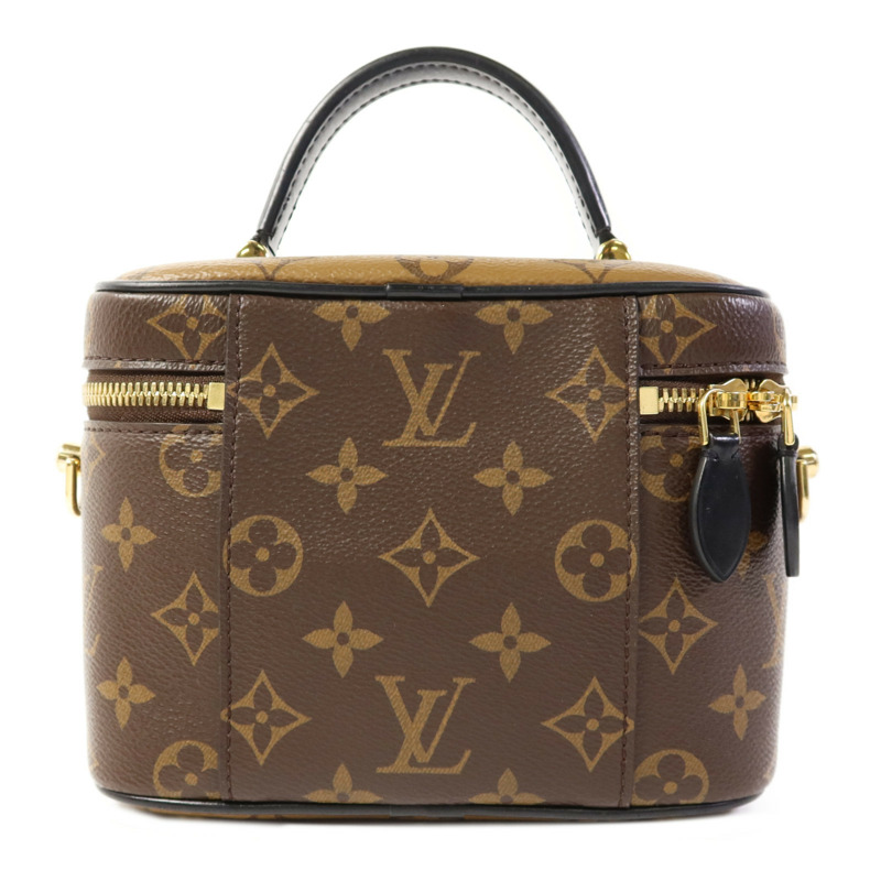 LOUIS VUITTON Monogram Reverse Vanity PM金扣手挽肩背兩用袋棕色-1