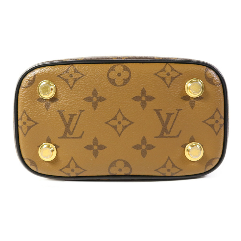 LOUIS VUITTON Monogram Reverse Vanity PM金扣手挽肩背兩用袋棕色-3
