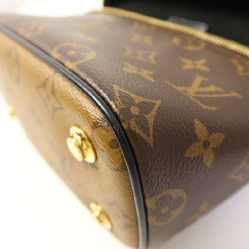 LOUIS VUITTON Monogram Reverse Vanity PM金扣手挽肩背兩用袋棕色-12