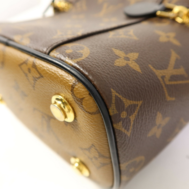 LOUIS VUITTON Monogram Reverse Vanity PM金扣手挽肩背兩用袋棕色-14