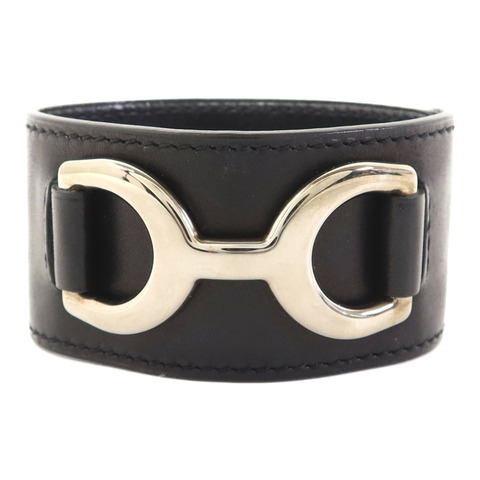 HERMES 皮革Bangle銀扣手鐲