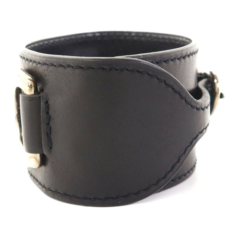 HERMES 皮革Bangle銀扣手鐲-2
