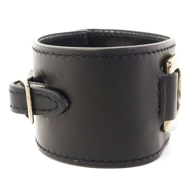 HERMES 皮革Bangle銀扣手鐲-3