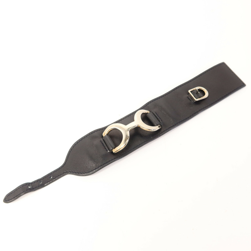 HERMES 皮革Bangle銀扣手鐲-4