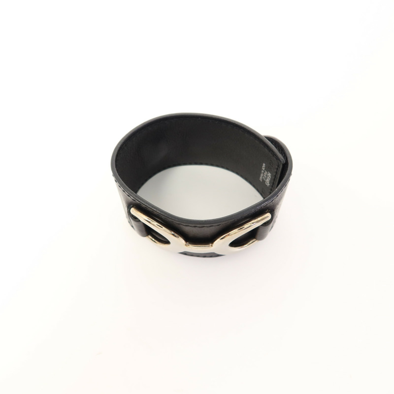 HERMES 皮革Bangle銀扣手鐲-5