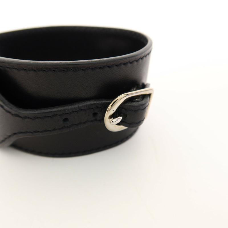 HERMES 皮革Bangle銀扣手鐲-6
