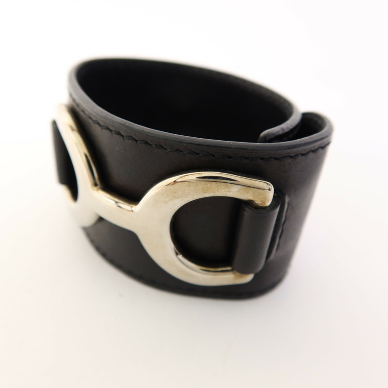 HERMES 皮革Bangle銀扣手鐲-12