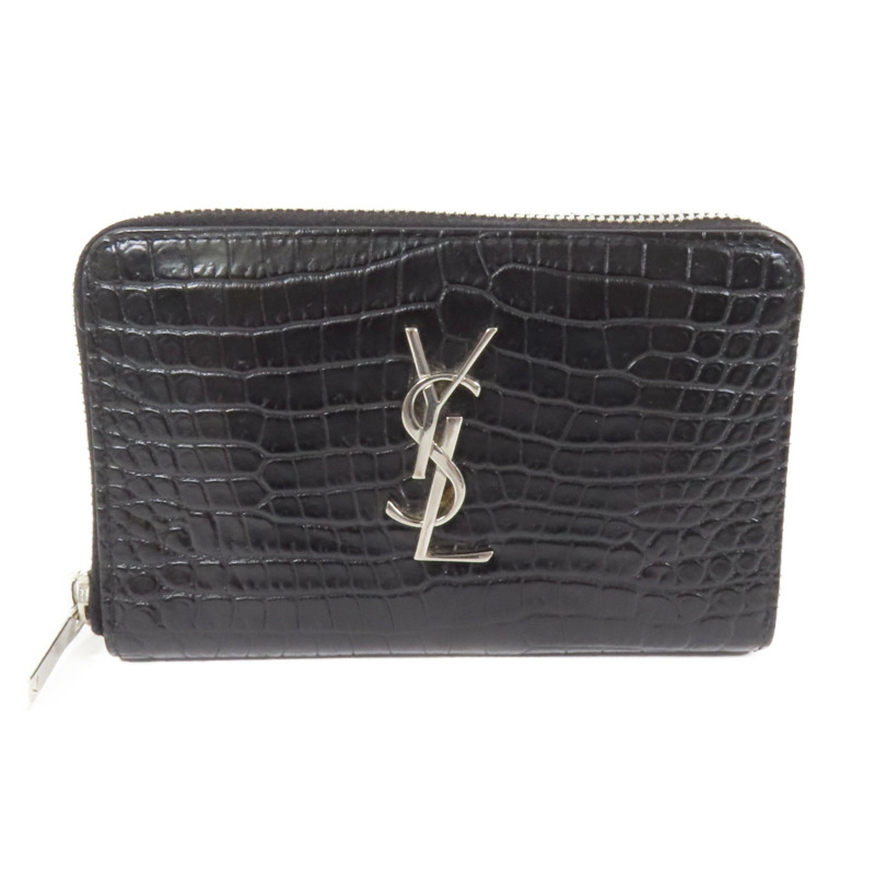 SAINT LAURENT 牛皮皮革Embossed Wallet銀扣錢包-0