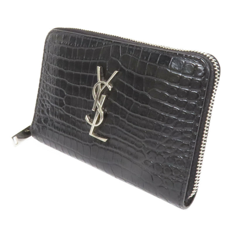 SAINT LAURENT 牛皮皮革Embossed Wallet銀扣錢包-2