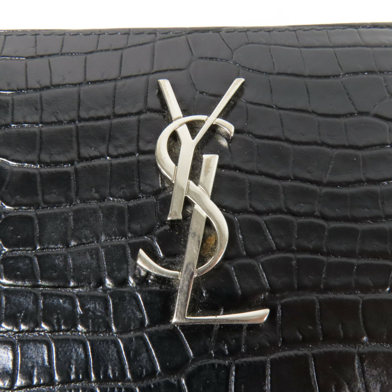 SAINT LAURENT 牛皮皮革Embossed Wallet銀扣錢包-10