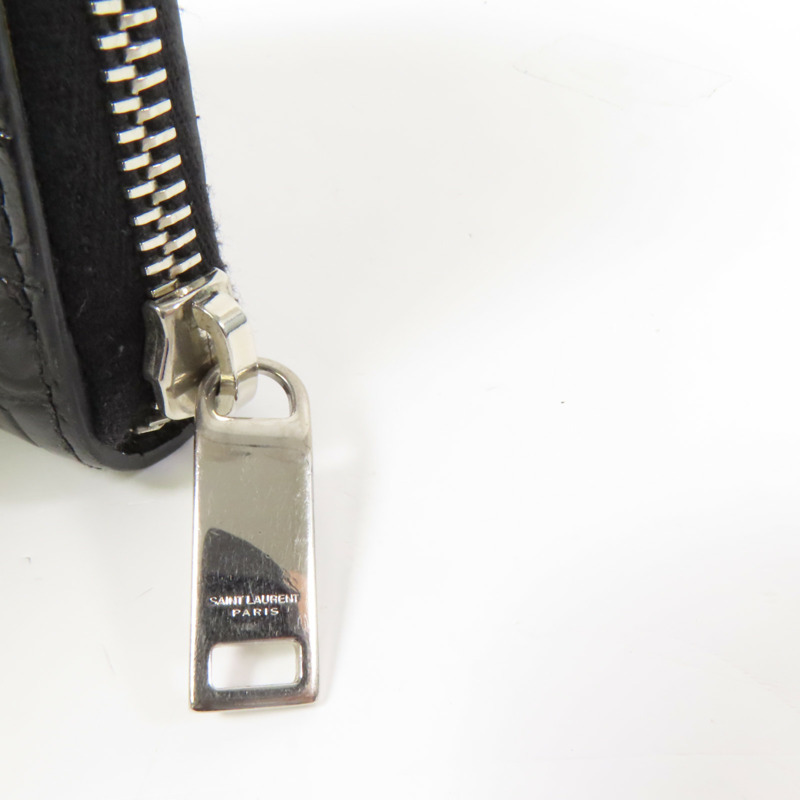 SAINT LAURENT 牛皮皮革Embossed Wallet銀扣錢包-11