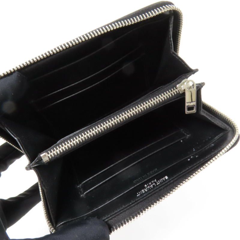 SAINT LAURENT 牛皮皮革Embossed Wallet銀扣錢包-12