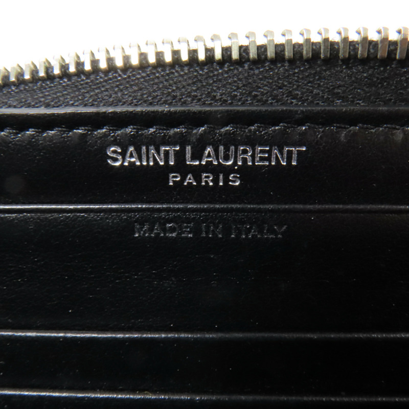 SAINT LAURENT 牛皮皮革Embossed Wallet銀扣錢包-13