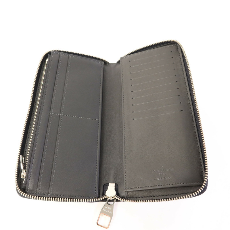 LOUIS VUITTON Damier Graphite Zipper Wallet Vertical銀扣長錢包-4