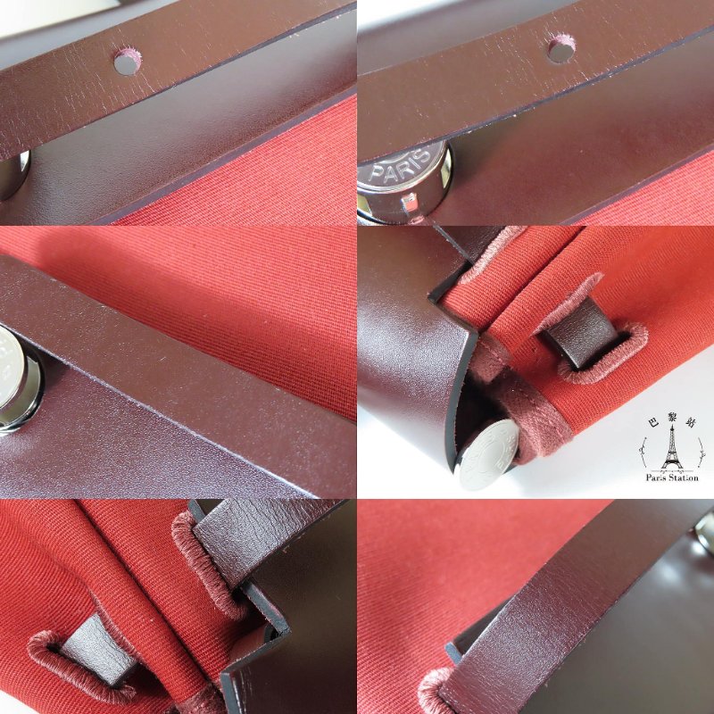 【巴黎站二手名牌專賣店】*現貨*HERMES 愛馬仕 真品*U刻HERBAG31磚紅色帆布咖啡色皮革手提肩背包-5
