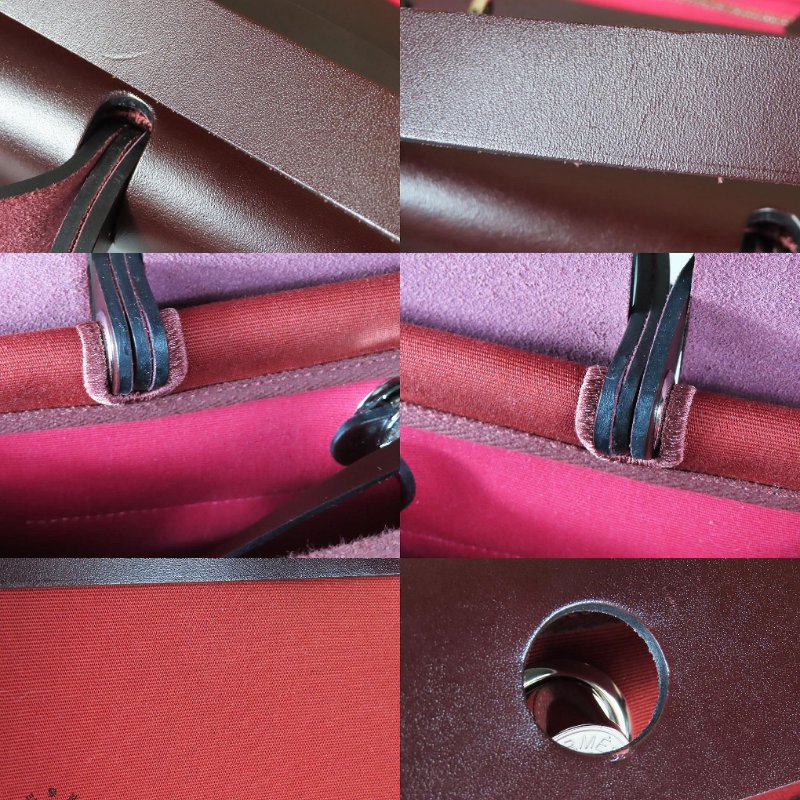 【巴黎站二手名牌專賣店】*現貨*HERMES 愛馬仕 真品*U刻HERBAG31磚紅色帆布咖啡色皮革手提肩背包-7