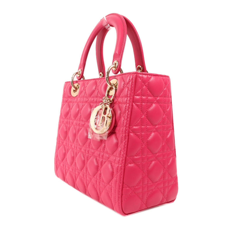 Dior 羊皮皮革Lady Dior Medium金扣手挽肩背兩用袋-2