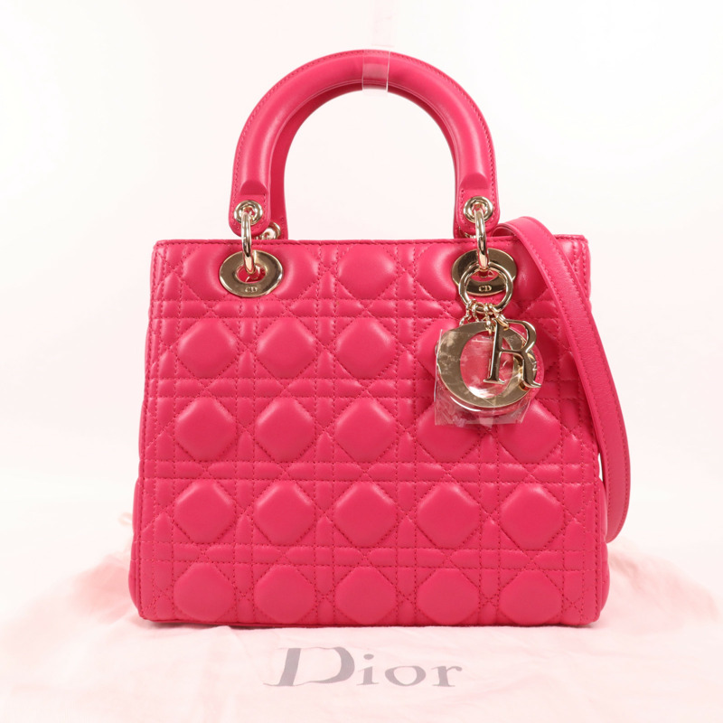 Dior 羊皮皮革Lady Dior Medium金扣手挽肩背兩用袋-8