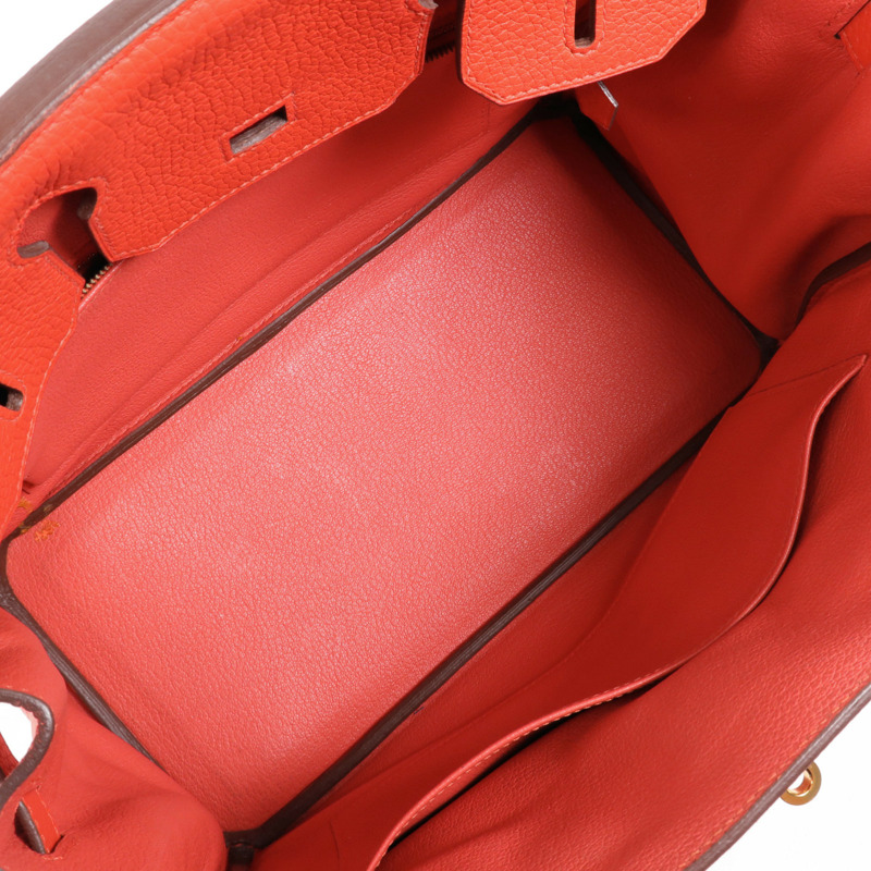 HERMES Clemence皮革Birkin 30金扣手挽袋Rouge Tomate-4