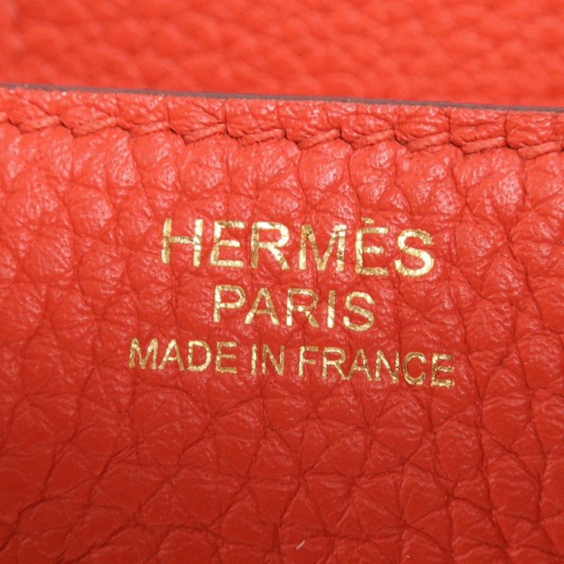 HERMES Clemence皮革Birkin 30金扣手挽袋Rouge Tomate-5