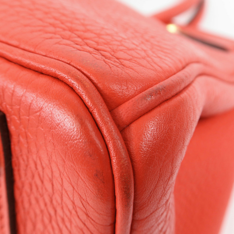 HERMES Clemence皮革Birkin 30金扣手挽袋Rouge Tomate-10