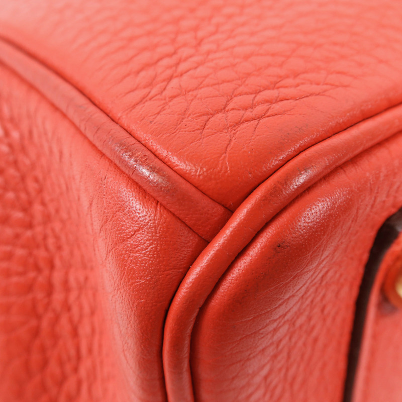 HERMES Clemence皮革Birkin 30金扣手挽袋Rouge Tomate-11
