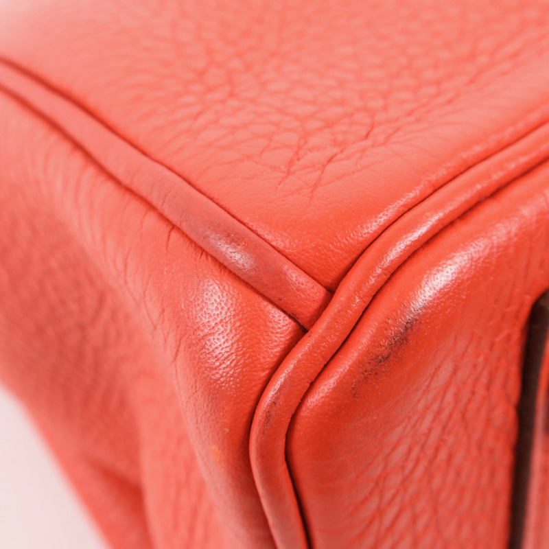 HERMES Clemence皮革Birkin 30金扣手挽袋Rouge Tomate-13