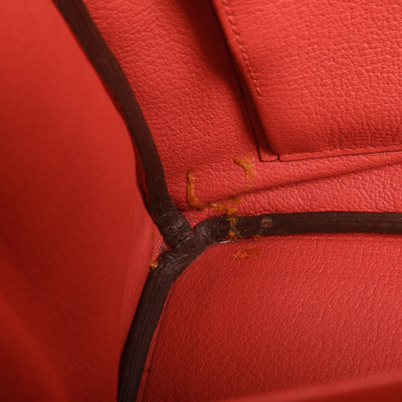 HERMES Clemence皮革Birkin 30金扣手挽袋Rouge Tomate-14