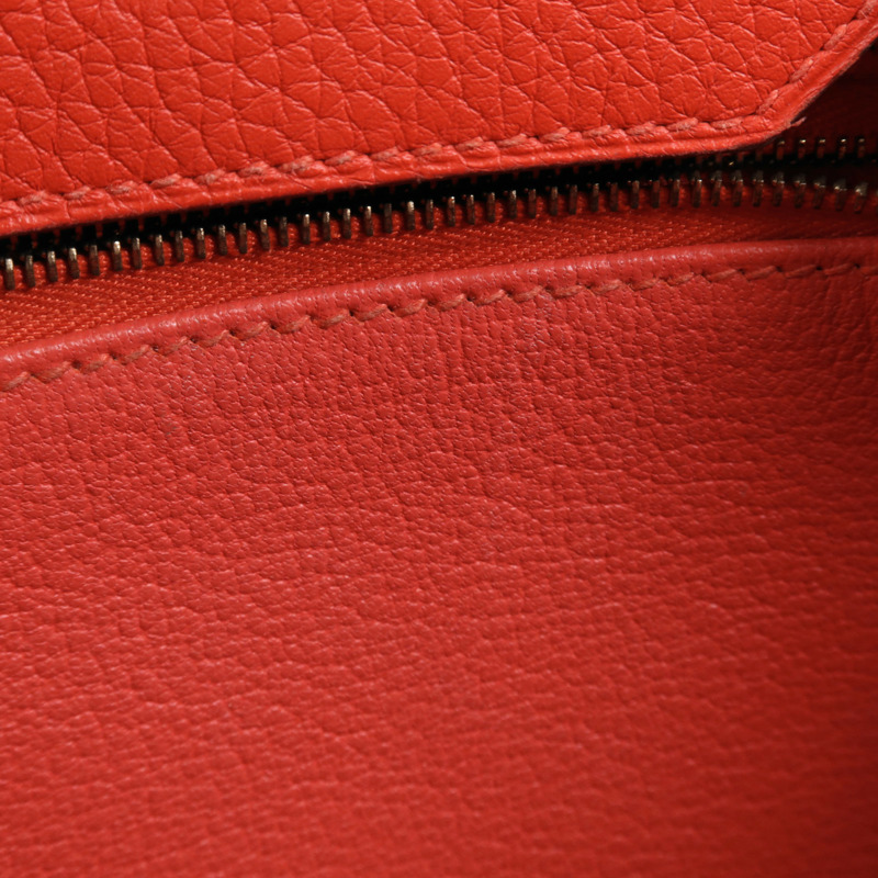 HERMES Clemence皮革Birkin 30金扣手挽袋Rouge Tomate-15