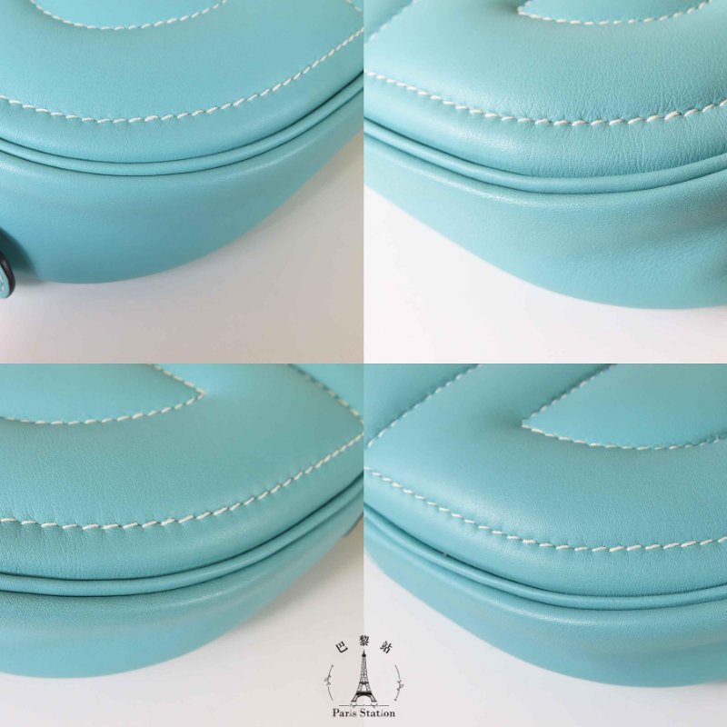 【巴黎站二手名牌專賣店】*現貨*HERMES 愛馬仕 真品*Y刻In the Loop豬鼻子蒂芬尼藍小牛皮銀釦橢圓胸包 腰包-4