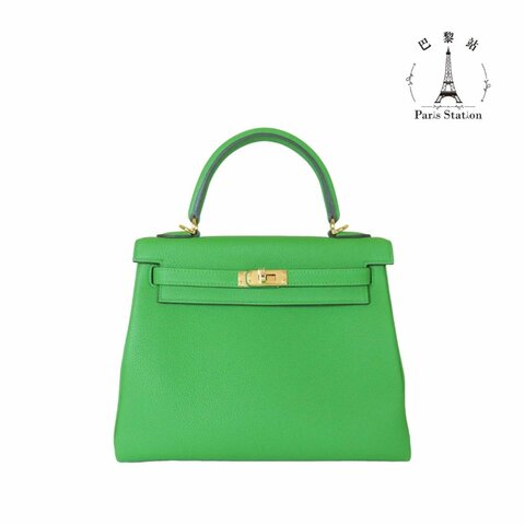 【巴黎站二手名牌專賣店】＊全新現貨＊HERMES 愛馬仕 真品＊K刻A8絲蘭綠金扣內縫TOGO皮KELLY25 手提包 肩背包