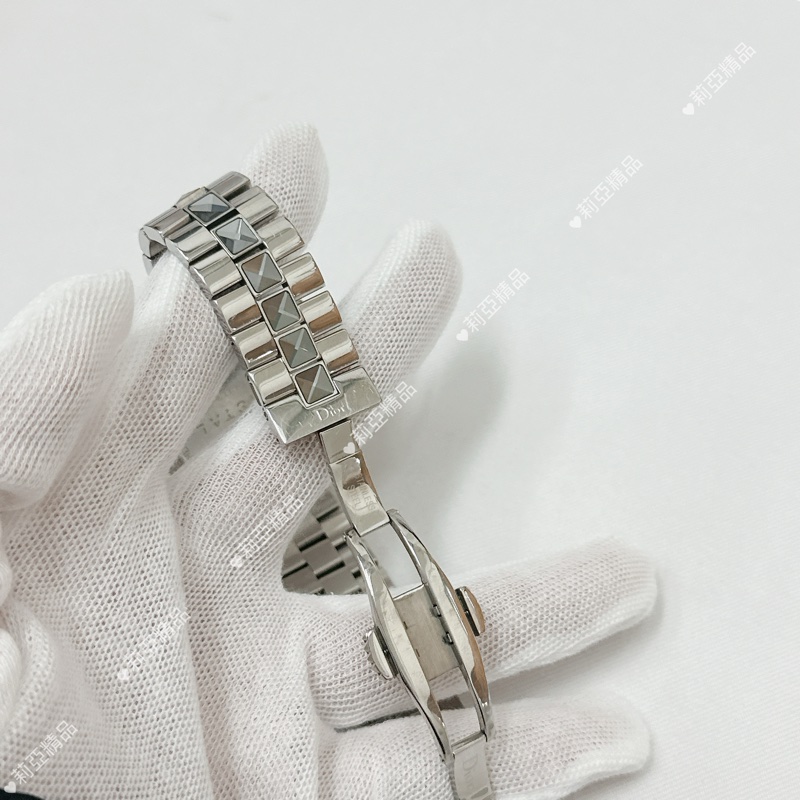 莉亞精品♡ Dior 天然鑽飾水晶三眼鑽錶 二手美品-3
