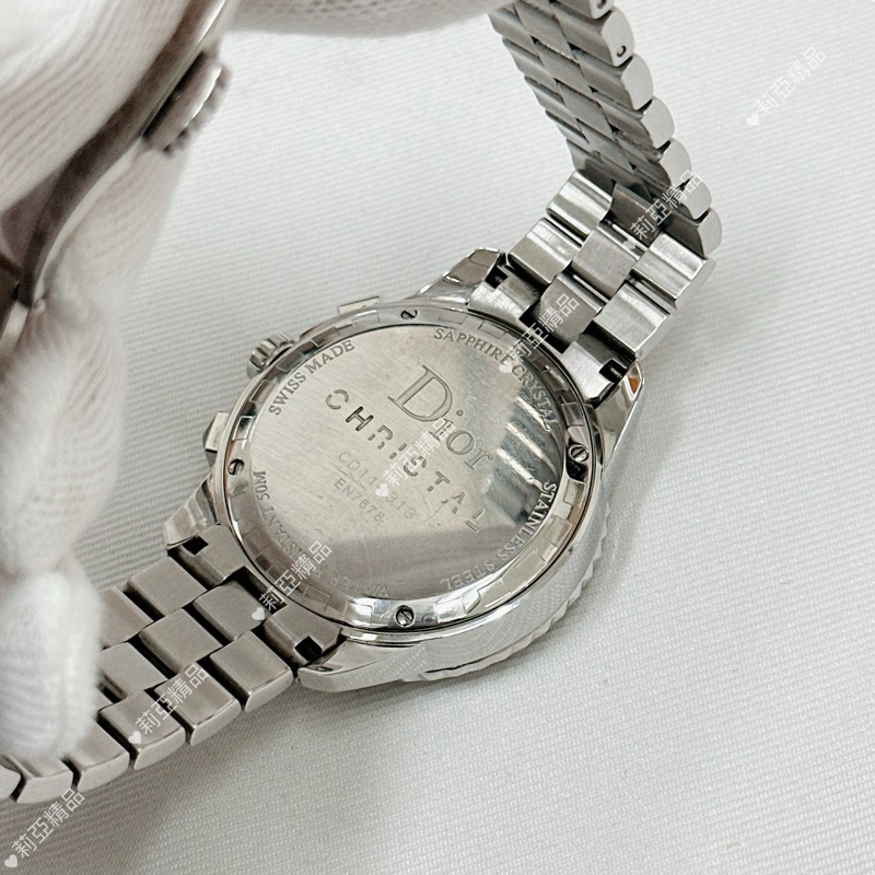 莉亞精品♡ Dior 天然鑽飾水晶三眼鑽錶 二手美品-6