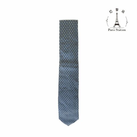 【巴黎站二手名牌專賣店】＊現貨＊HERMES 愛馬仕 真品＊灰藍色麻花圖騰海軍藍色領帶