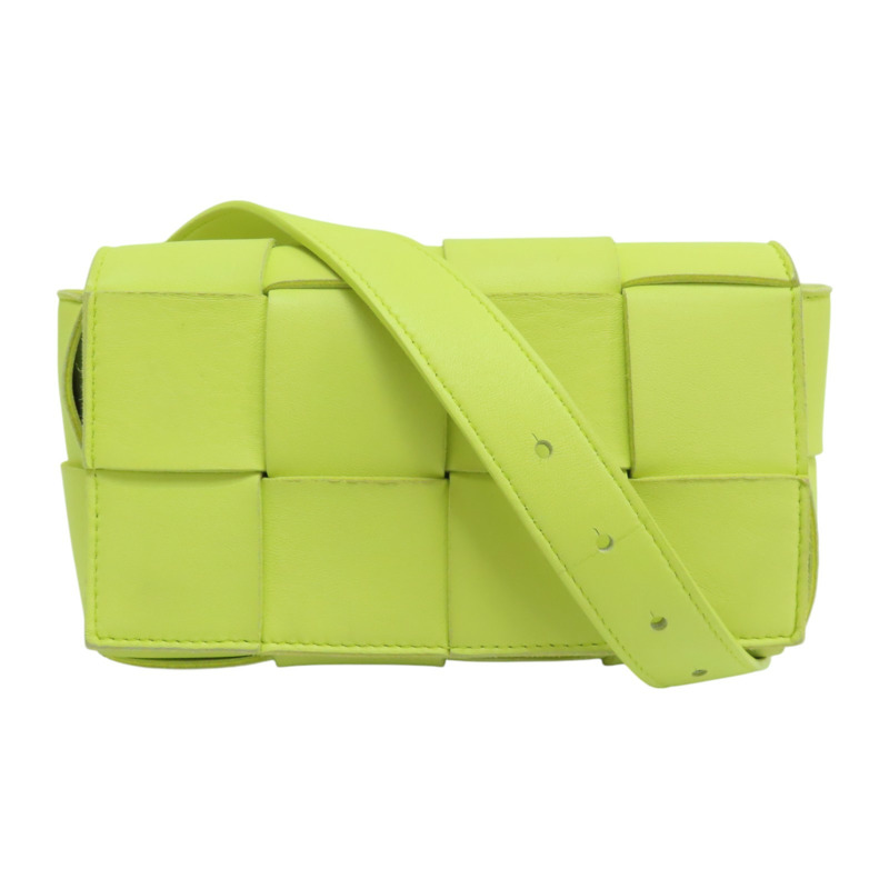 【再降價】萊姆黃 皮革 編織 Cassette Belt 腰包【BOTTEGA VENETA BV 寶緹嘉】-0