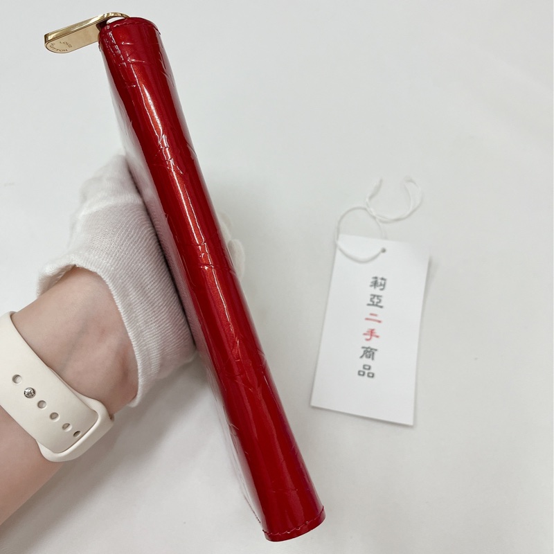 莉亞精品♡LV M91981 漆皮ㄇ拉長夾 紅 二手-4