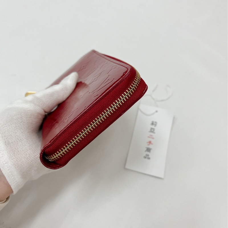 莉亞精品♡LV M91981 漆皮ㄇ拉長夾 紅 二手-6