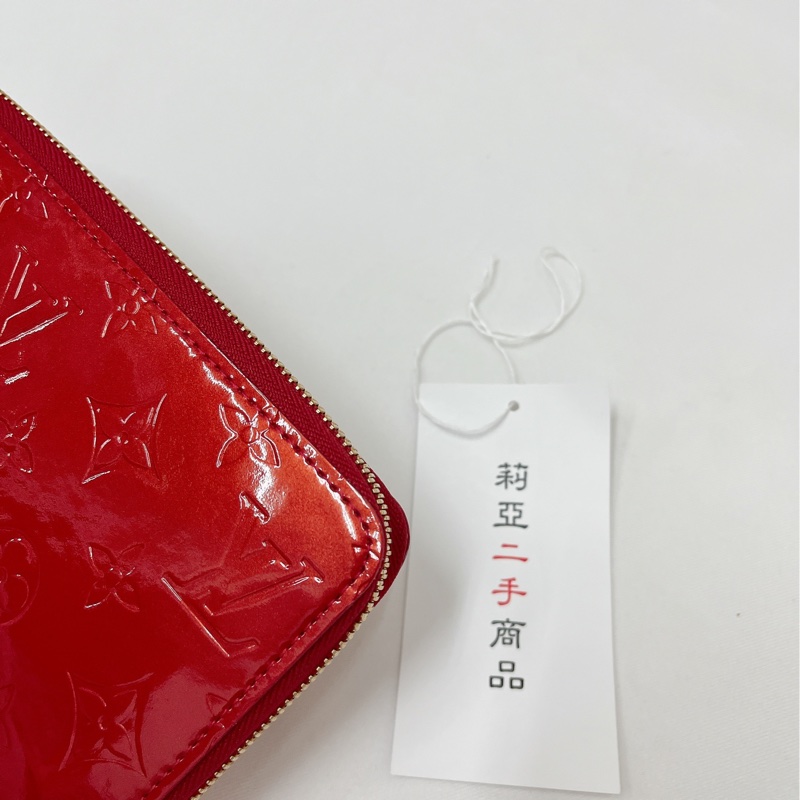莉亞精品♡LV M91981 漆皮ㄇ拉長夾 紅 二手-7