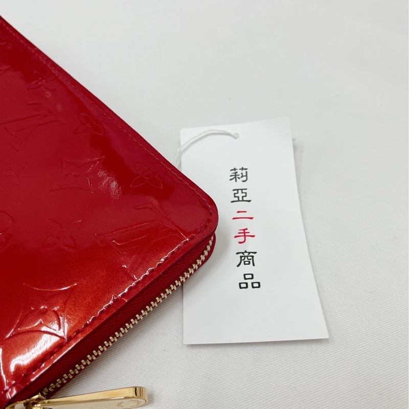 莉亞精品♡LV M91981 漆皮ㄇ拉長夾 紅 二手-9