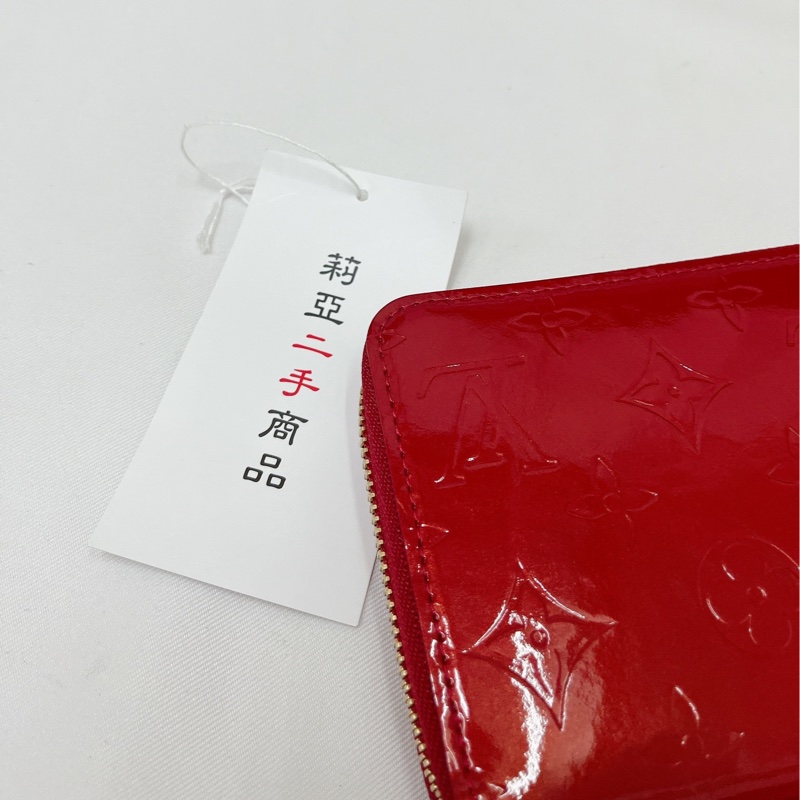 莉亞精品♡LV M91981 漆皮ㄇ拉長夾 紅 二手-10