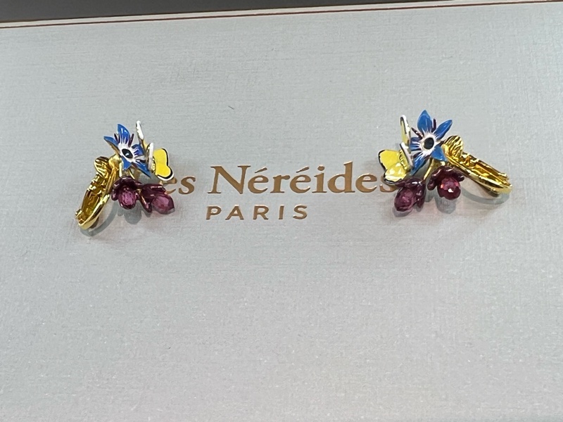 Les Nereides 晨光四季-琉璃苣與黃色紅點豆粉蝶耳環-1