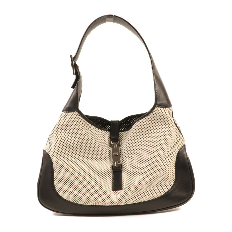 GUCCI 帆布Shoulder Bag銀扣肩背袋-0