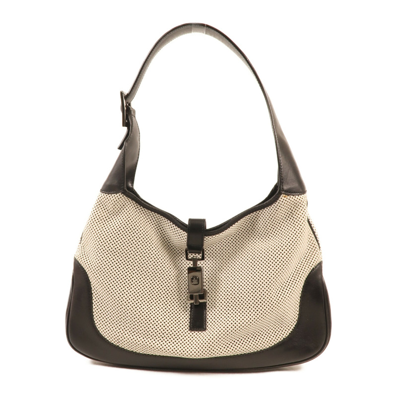 GUCCI 帆布Shoulder Bag銀扣肩背袋-1