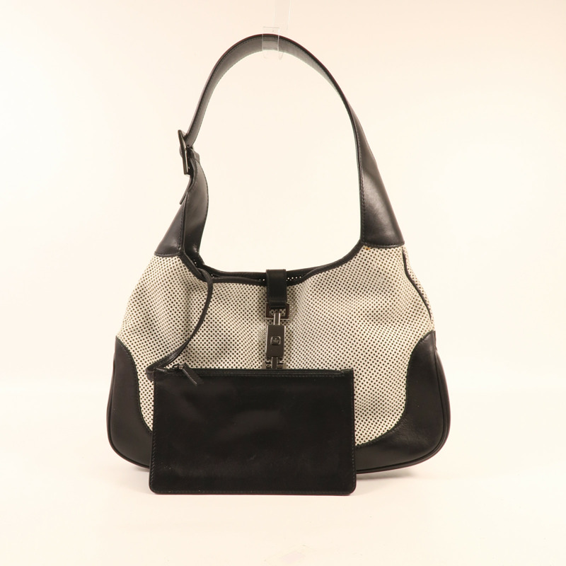 GUCCI 帆布Shoulder Bag銀扣肩背袋-16