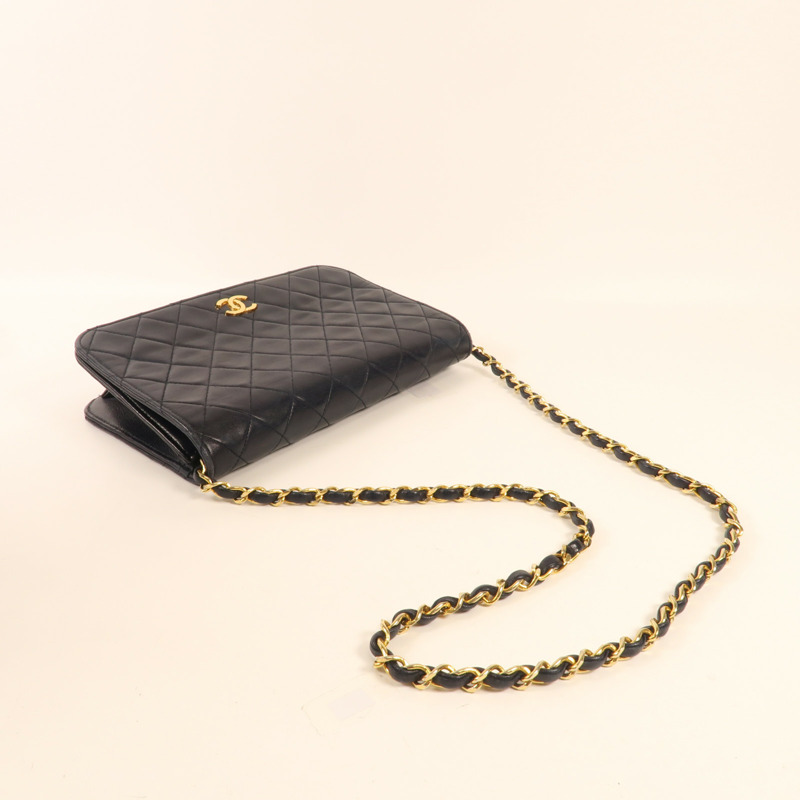 CHANEL 羊皮皮革Chain Shoulder金扣鏈帶肩背袋-4