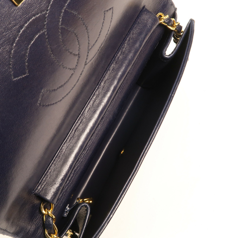 CHANEL 羊皮皮革Chain Shoulder金扣鏈帶肩背袋-12