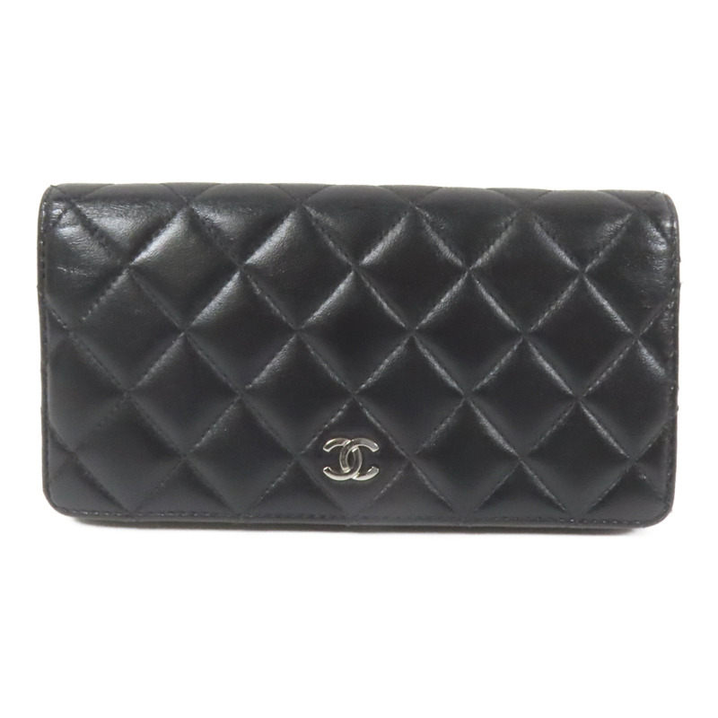 CHANEL 羊皮皮革Long Wallet銀扣長錢包-0