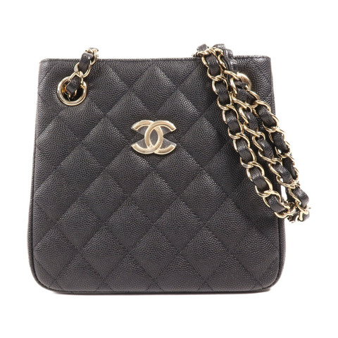 CHANEL 牛皮皮革Seasonal Mini Tote金扣鏈帶肩背袋