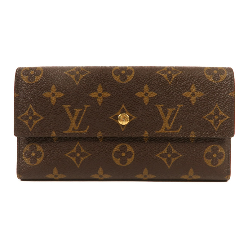 LOUIS VUITTON Monogram Long Wallet金扣長錢包-0