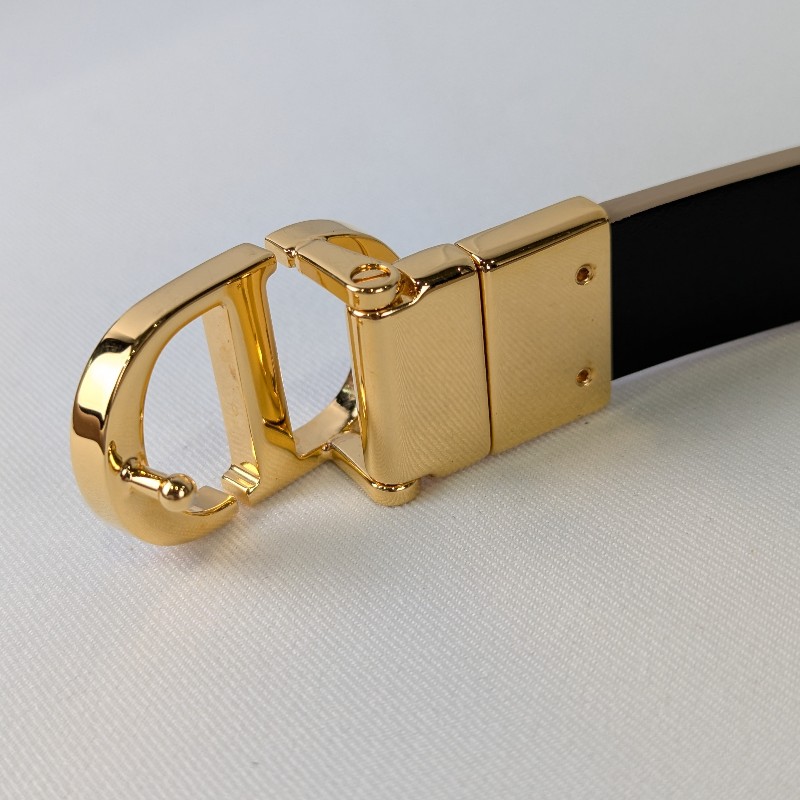 莉亞精品♡Dior 雙面可用翻轉釦黑棕皮帶 九新美品-4